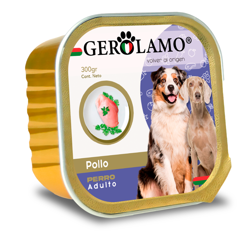Gerolamo paté perro adulto pollo 300 g – alimento húmedo Gerolamo para perros