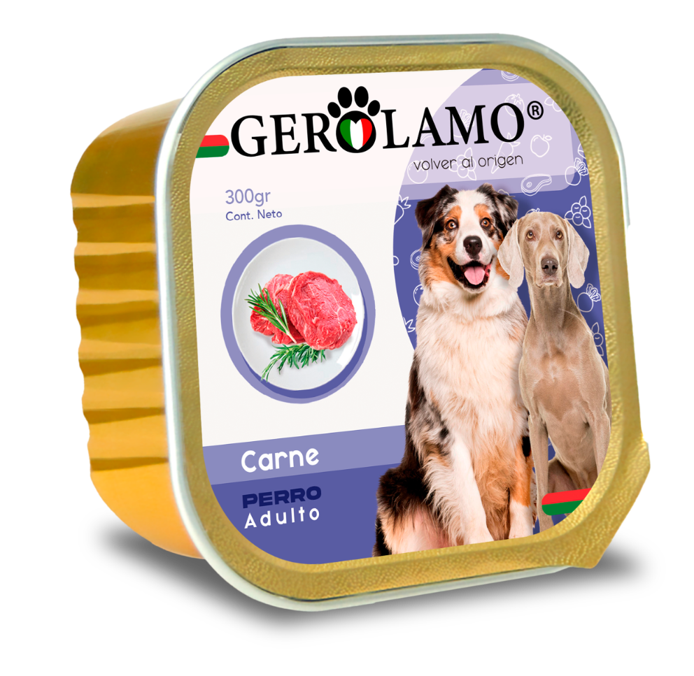 Gerolamo paté perro adulto carne 300 g – alimento húmedo Gerolamo para perros