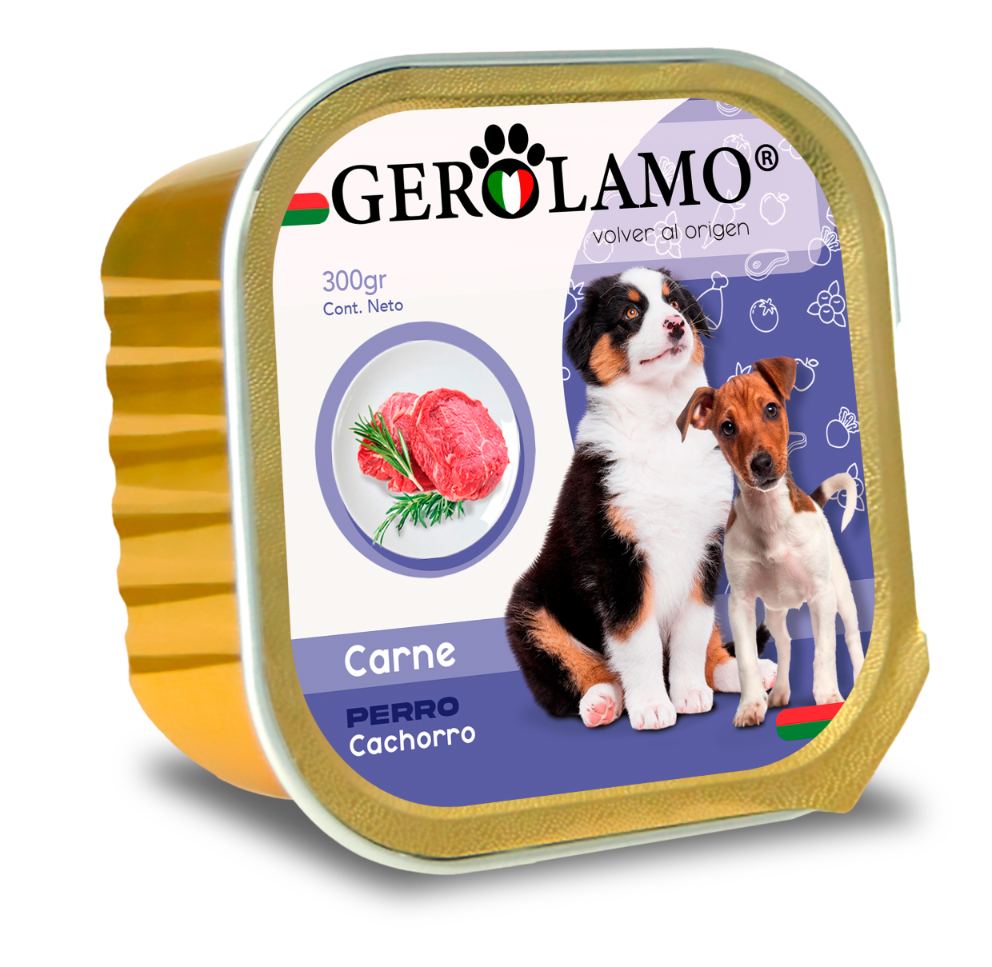 Gerolamo paté perro cachorro carne 300 g – alimento húmedo Gerolamo para perros