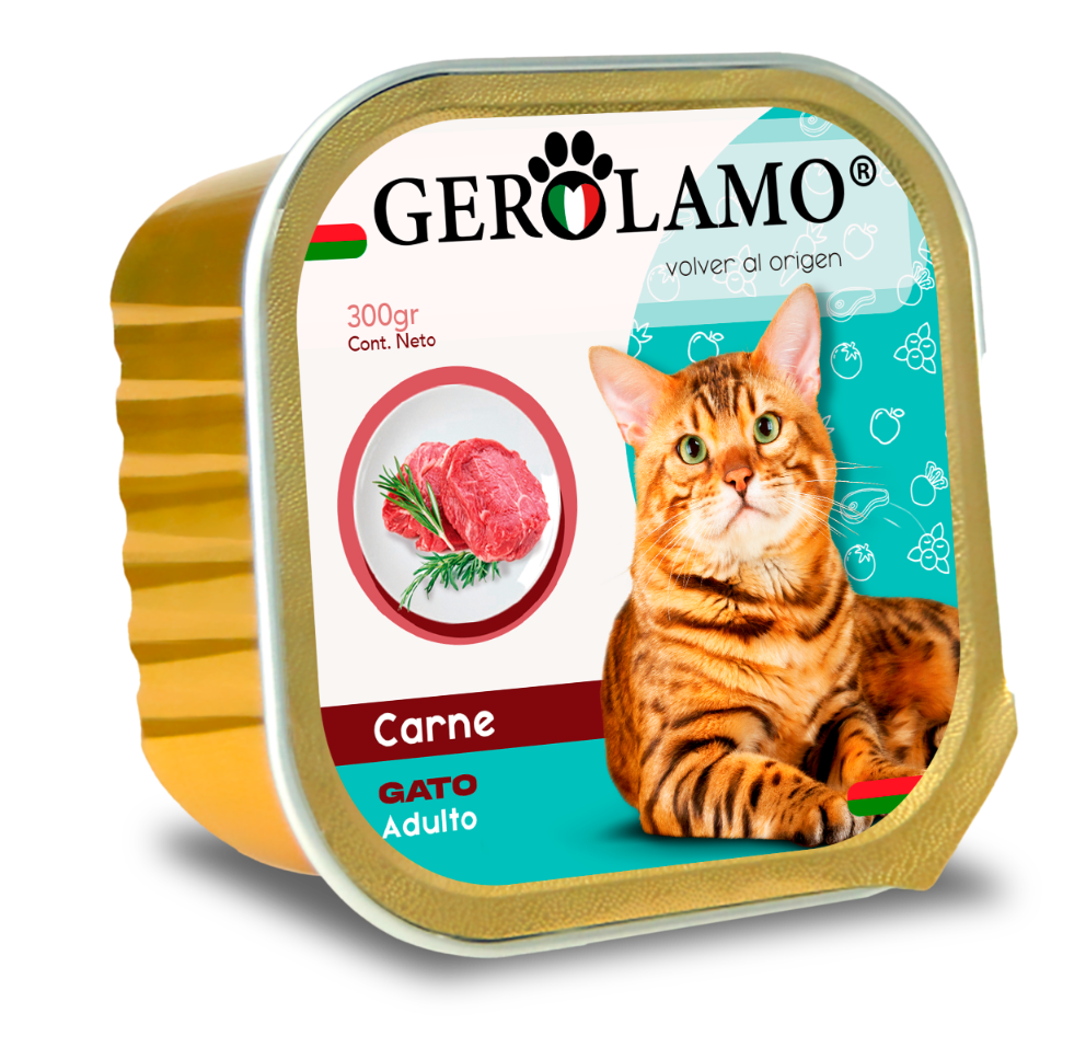 Gerolamo paté gato carne 300 g – alimento húmedo Gerolamo para gatos