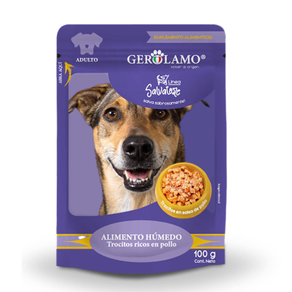 Gerolamo Snacks Pouch Trocitos En Salsa Perro Pollo