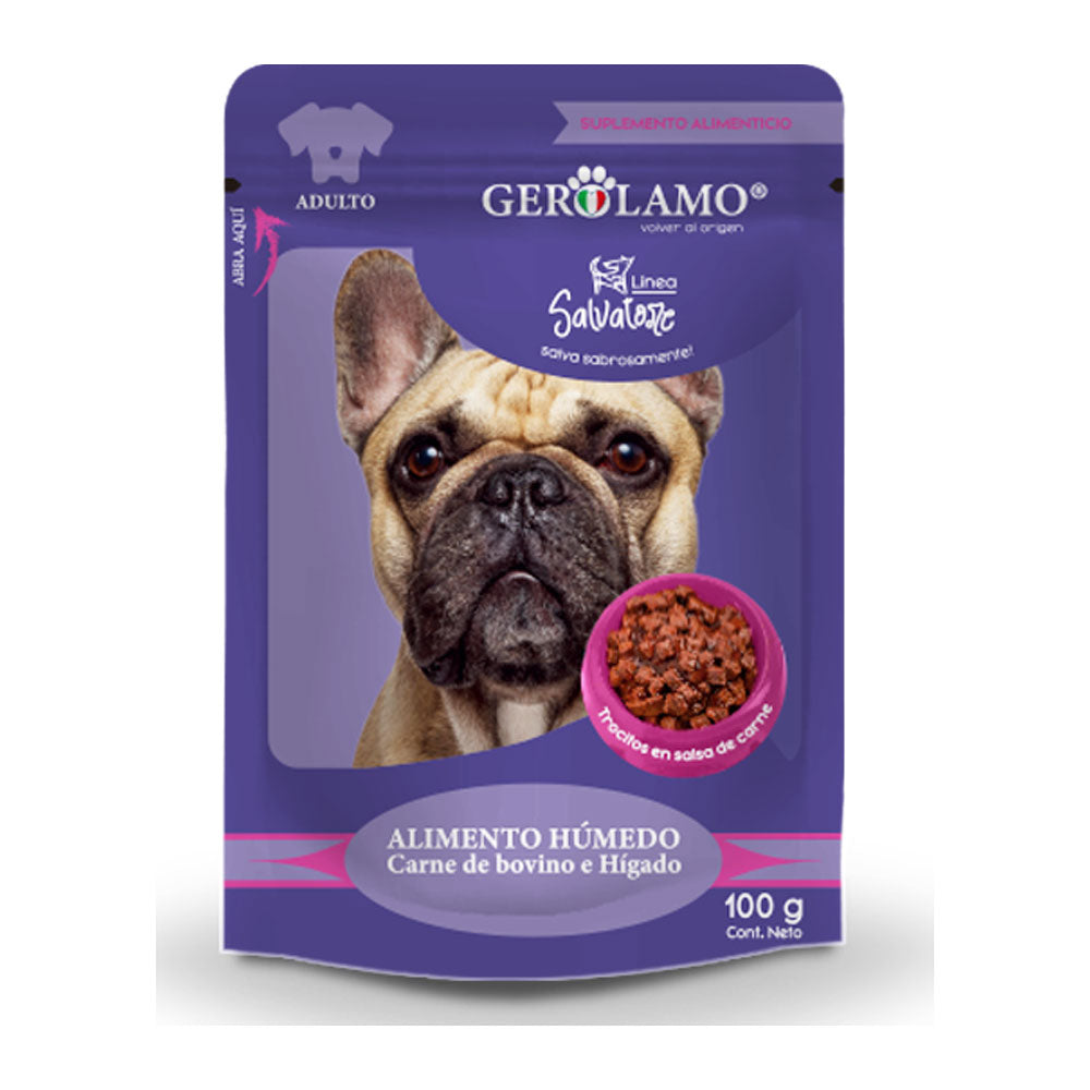 Gerolamo Snacks Pouch Trocitos En Salsa Perro Carne 12 Un