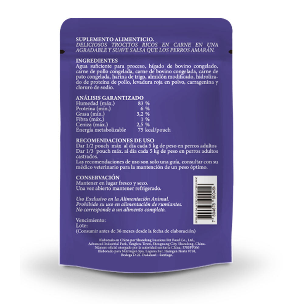 Gerolamo Snacks Pouch Trocitos En Salsa Perro Carne 12 Un
