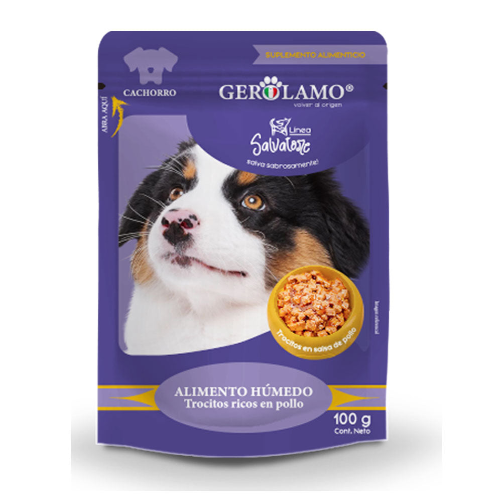 Gerolamo Snacks Pouch Trocitos En Salsa Cachorro Pollo 12 Un